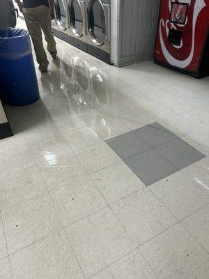 No wet floor signs the floor is extremely wet