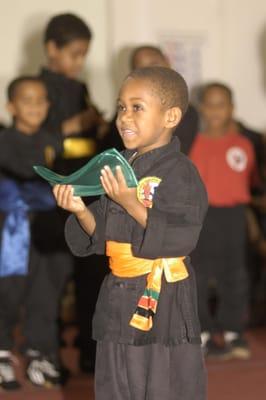 Youth develop confidence and a sense of accomplishment gained by progressing through the ranks of Kungfu and martial arts.