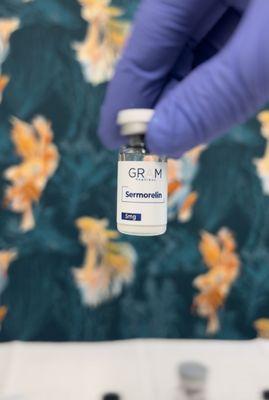 A synthetic peptide that mimics the natural growth hormone-releasing hormone (GHRH)