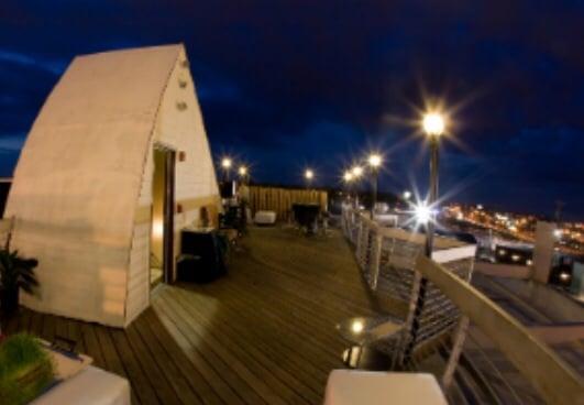 The beautiful rooftop patio overlooking downtown.