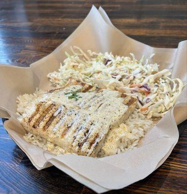 Mahi Mahi with rice and coleslaw