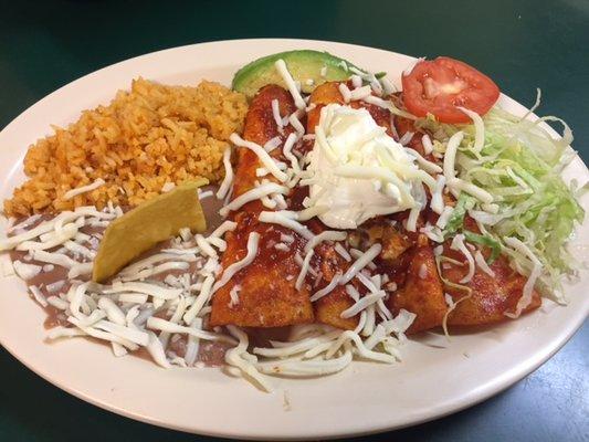 Enchiladas with Rice and Beans