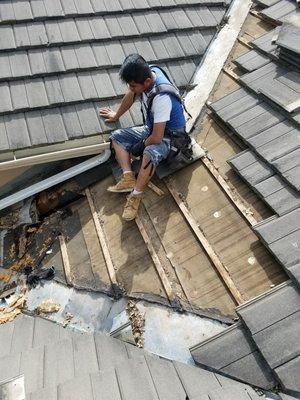 Shingle replacement of tile roof