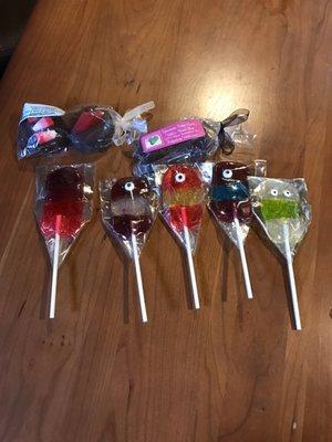 Homemade fudge suckers and jewelry