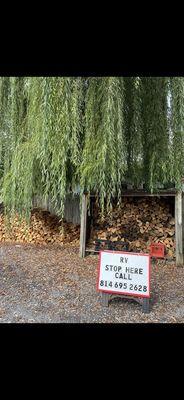 Firewood for sale at entrance