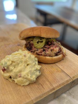 Pulled Pork Sandwich with Potato Salad