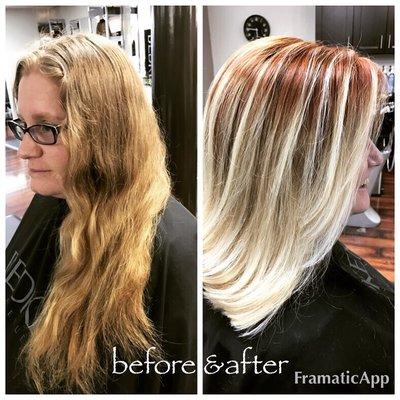 Before and after cut and color by Bonnie