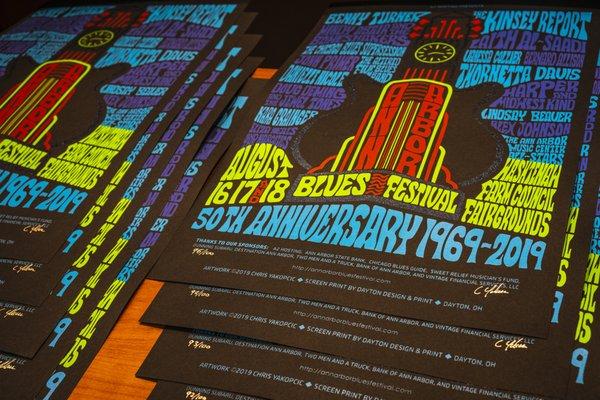 5 Color Screen Print for the 2019 Ann Arbor Blues Festival