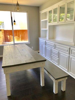 40" Wide X 8 Ft Long Doulas Fir - Top: Weathered Grey Stain - Bottom: Distressed White