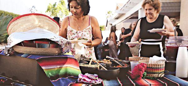 Many different types of salsas very delicious. Home made tortillas