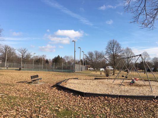 Swing and basketball courts