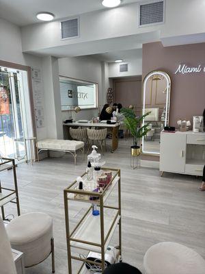 Interior front desk & pedicures