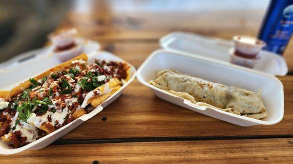 Carne Asada fries and burrito