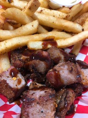 Pork Butt Burnt Ends with fries