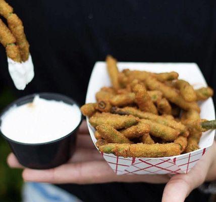 Fried Green Beans served with creamy ranch dressing