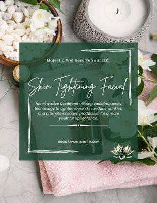 Non-invasive treatment utilizing radiofrequency technology to tighten loose skin, reduce wrinkles, and promote collagen production