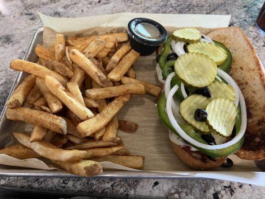 Italian Hoagie with no tomato and fries