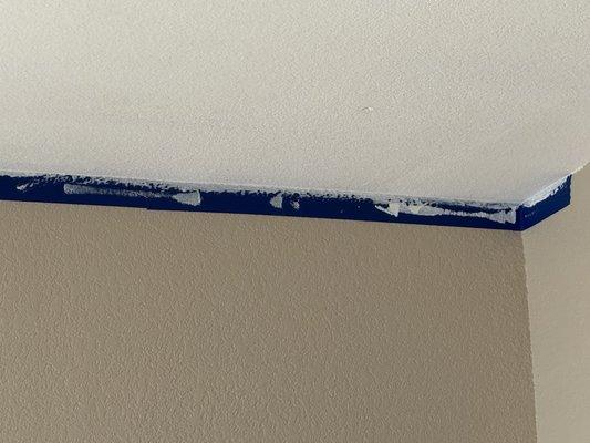 Ceiling and wall taped off