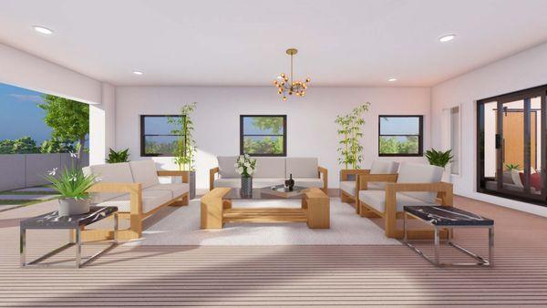 Closer view of rendering for the covered patio.