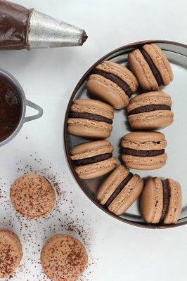 Gluten-free Chocolate ganache macarons. Yummy
$2.50 each or a dozen for $24