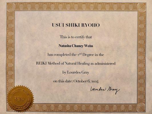 Natasha of Tashi Reiki is a 2nd Degree Usui Shiki Ryoho Reiki Practicioner