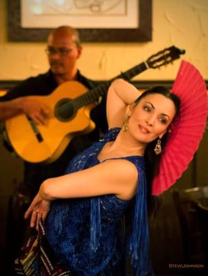 Flamenco guitarist Miguelito with dancer Sara Jerez at La Tasca Old Town Alexandria. Photo by Steve Johnson.