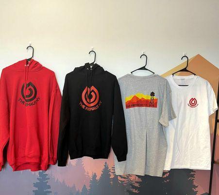 Sweatshirts and t-shirts that we sell.