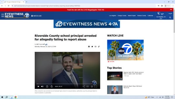 Reporting of the arrest made of Dr. Anderson, principal at Eleanor Roosevelt.