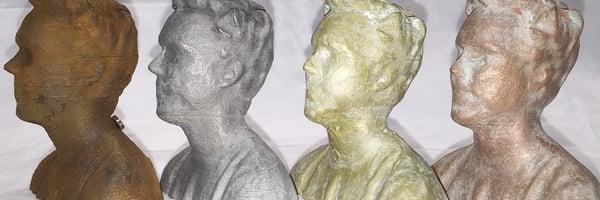 Printing with plastic infused with metal powder.