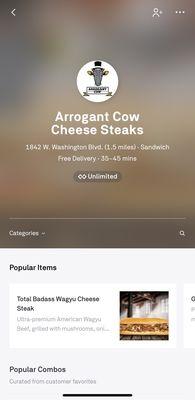 Arrogant Cow Cheese Steaks