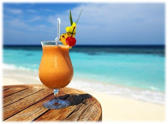 Enjoy a cool refreshing beverage on the beach.