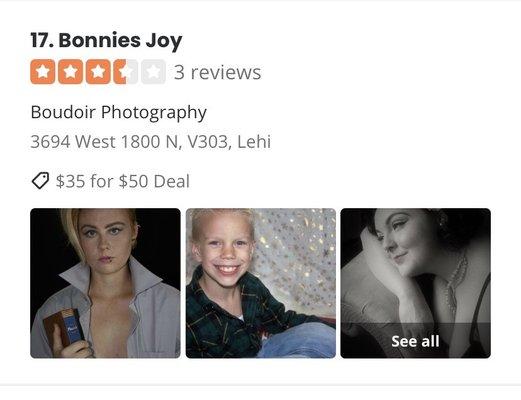 You might want to rethink the photos you have attached to a company that's for Boudoir Photos....