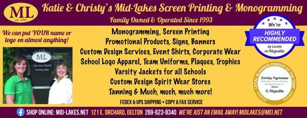 Mid-Lakes Screen Printing Active Wear & Tanning