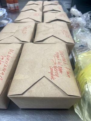 10 boxes of a variety of international cuisines I made from scratch, one of a kind fusions