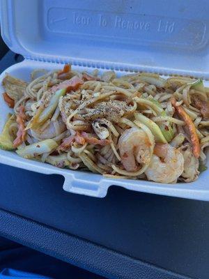 Vietnamese Stir Fry, got it spicy with chicken and shrimp delicious