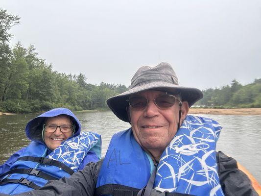 Kayaking the Saco on a rainy morning. Having fun.