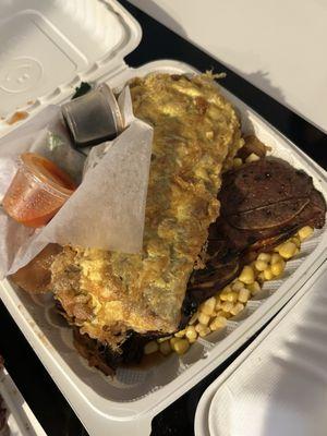 Kalbi and meat jun combo plate