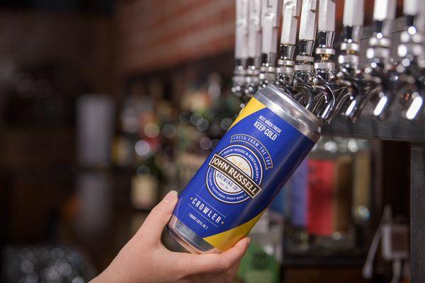 Take home any of our beers in a 20 oz. Crowler Can.
