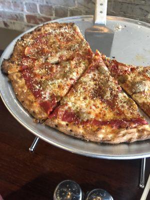 Pepperoni and sausage pizza