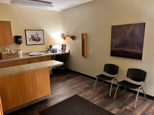 A unique euthanasia suite to spend the last moments with your pet. It has soft lighting,  jazz music, and chocolate kisses :)