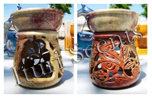 Hand Carved Leaf Design Soapstone Oil Burner