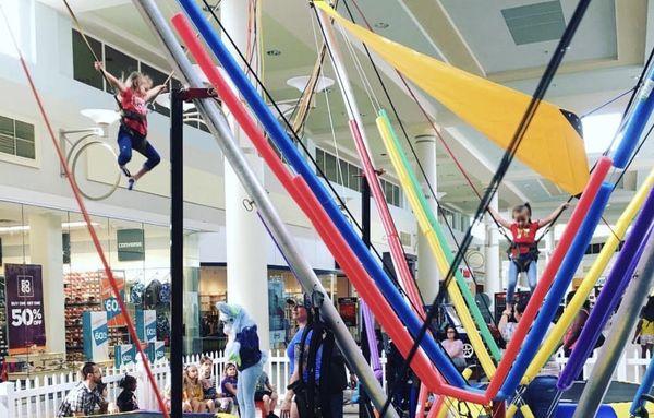 A lively crowd excited to jump with our in constume mascot, the weekends are exhilarating!