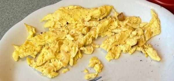 Overcooked dried out scrambled eggs