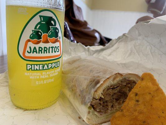 Hot Cubanito w chips and a drink