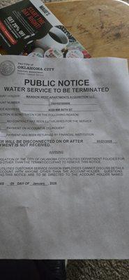 5th cutoff notice of water in last 1.5 years 2025