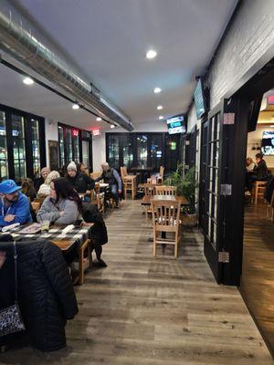 Seating outside of bar.