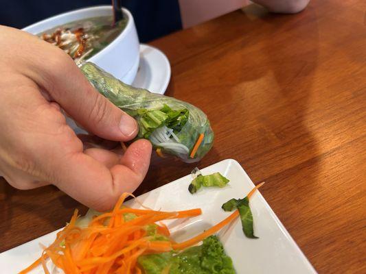 Lettuce edges were all black inside our Shrimp Spring Roll. Not acceptable, yuck!
