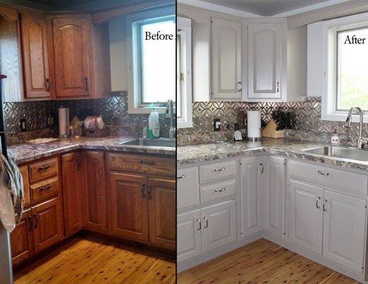 Before and After Cabinet Refinishing