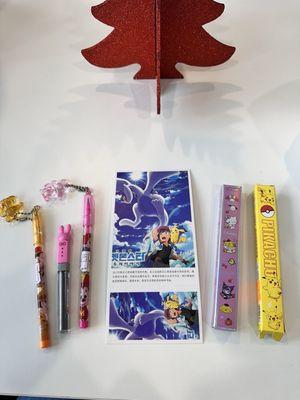 Pencils, postcard, blind box pens