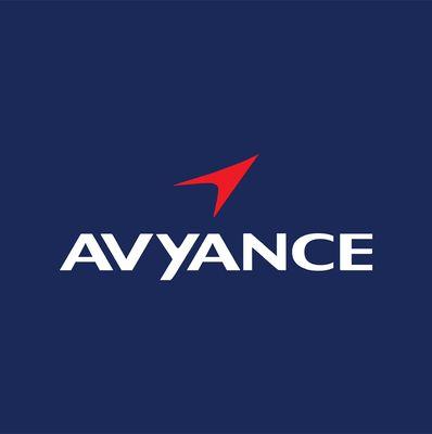 Avyance logo featuring a red swoosh and our company name
